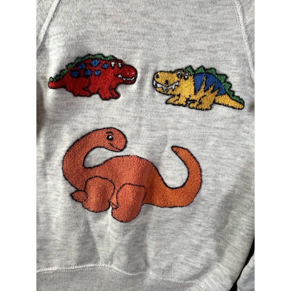 Lee Kids VTG Dinosaur Sweatshirt Gray Youth Small USA Embroidered See All Pics - Picture 2 of 11